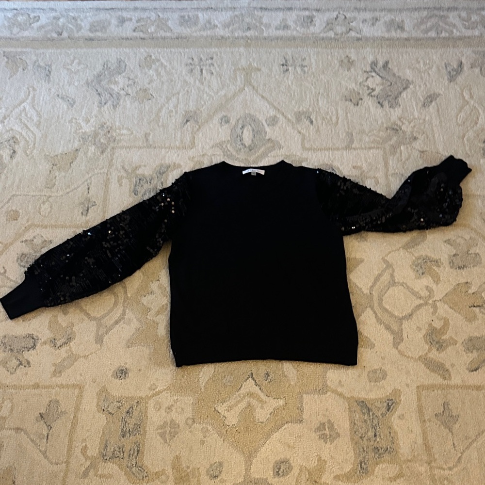 Sioni Black Sweater with Sequin Sleeves